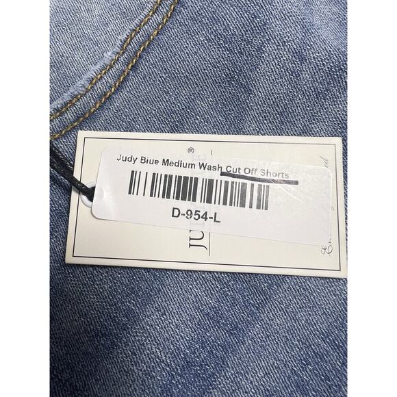 Judy Blue Shorts Large Med Wash Mid Rise Stretch Raw Hem JB15251 New With Tags - Picture 7 of 7